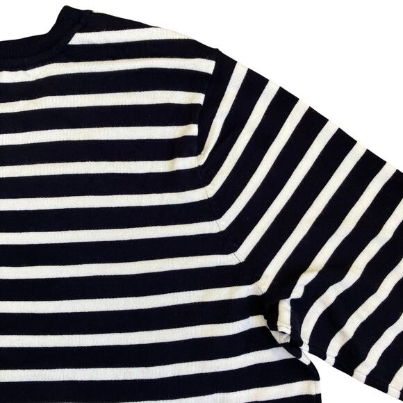 Anne Klein Sz 2X Nautical Striped Fine-knit Sweater W Gold Buttons Navy White - Picture 6 of 16